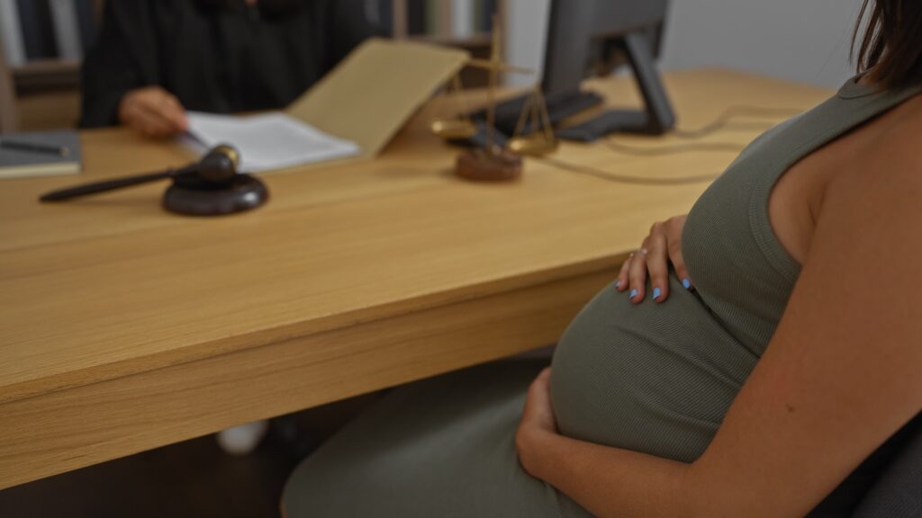 pregnant women with a judge